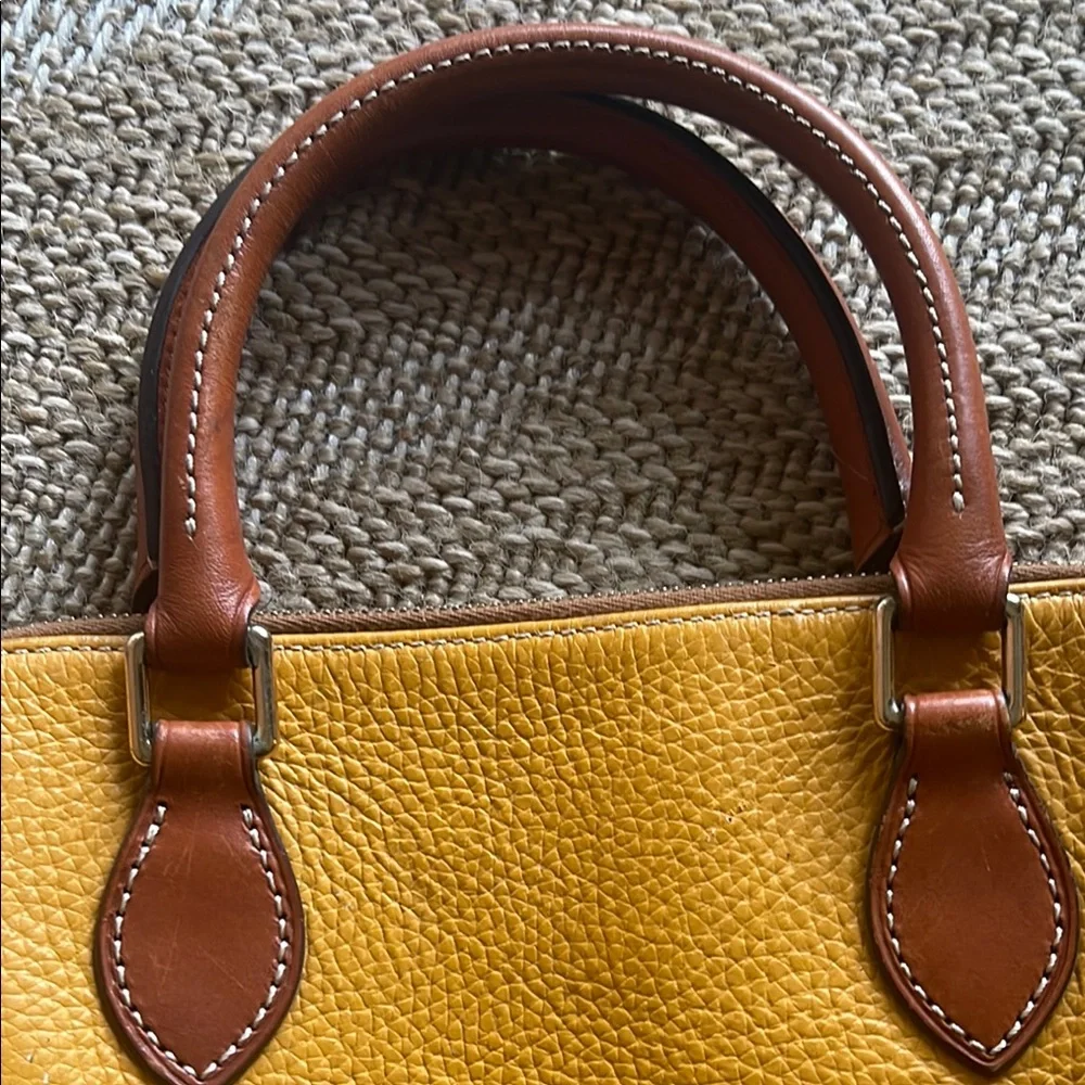 Dooney & Bourke Yellow and Brown Leather Satchel - Picture 3 of 9